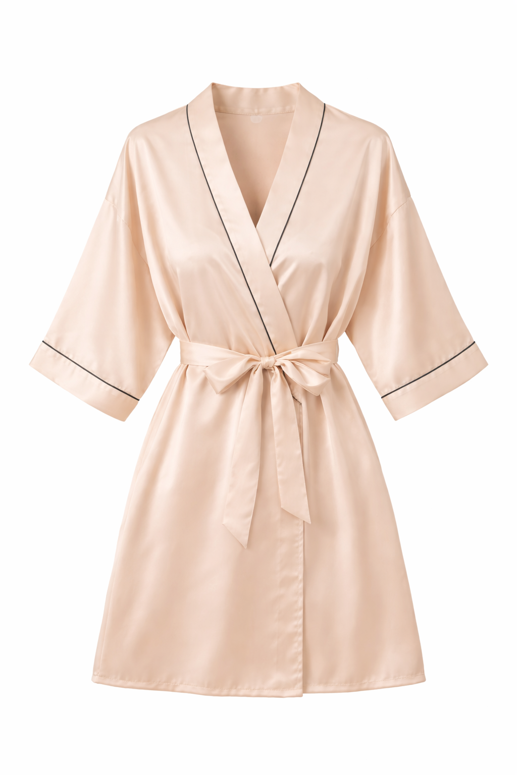Luxurious Satin Kimono Robe - Champagne Pink