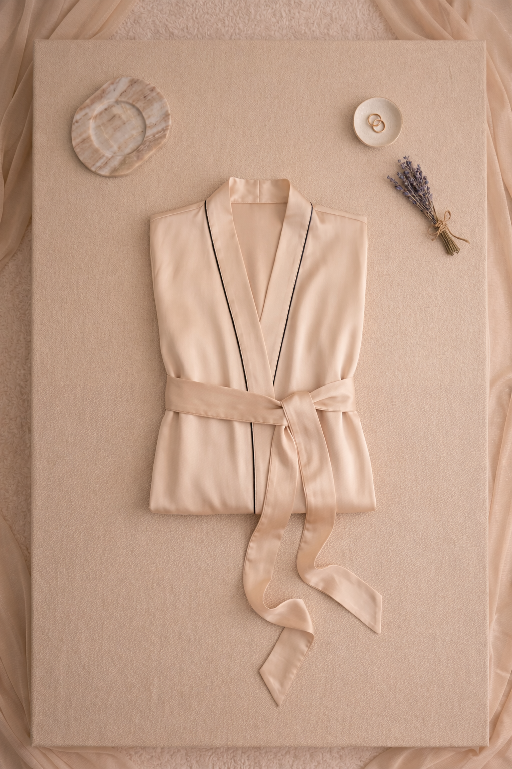 Luxurious Satin Kimono Robe - Champagne Pink