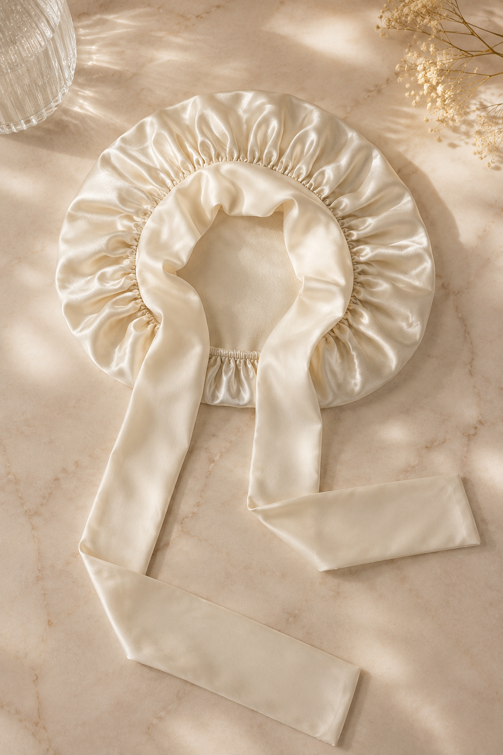 100% Mulberry Silk Sleeping Bonnet for Women Curly Hair Adjustable Satin Sleep Cap with Wide Elastic Band No Damage Hair Caree