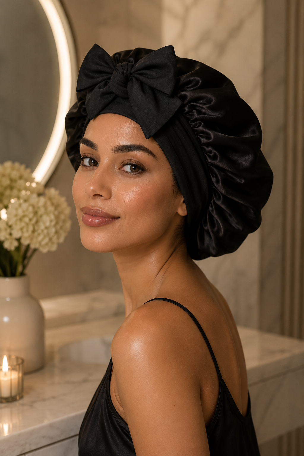 100% Mulberry Silk Sleeping Bonnet for Women Curly Hair Adjustable Satin Sleep Cap with Wide Elastic Band No Damage Hair Caree